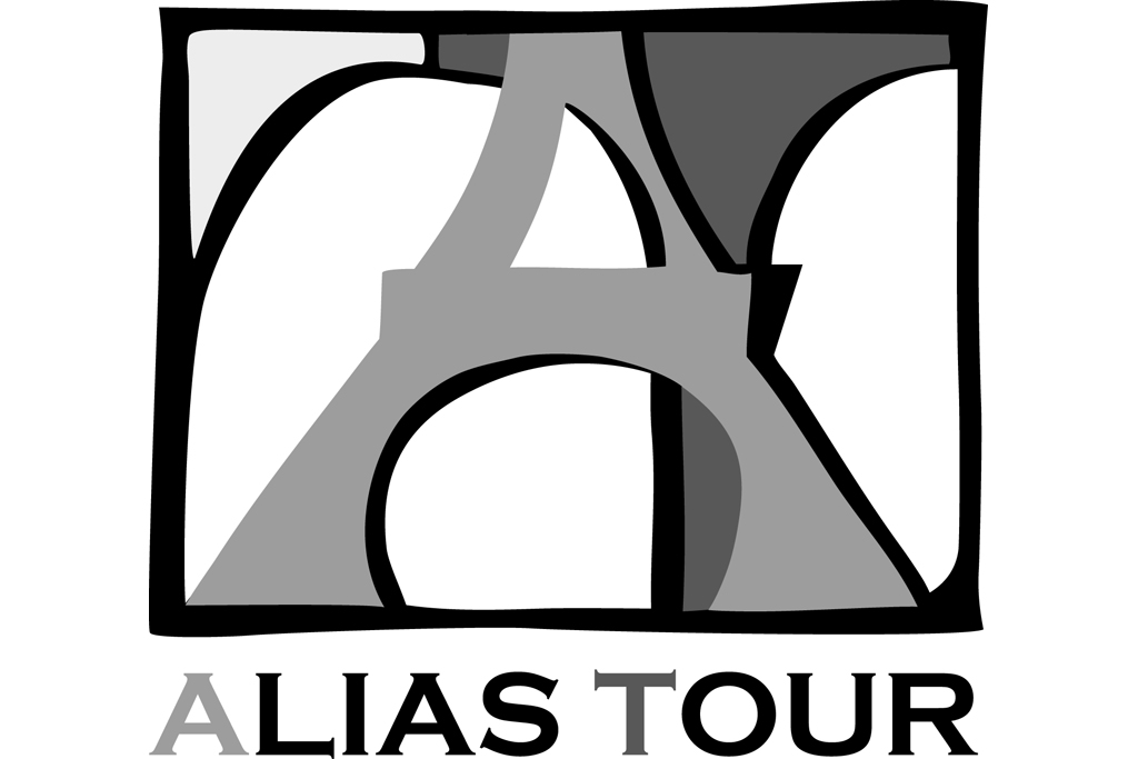 Logo Alias Tour - šedé s textem